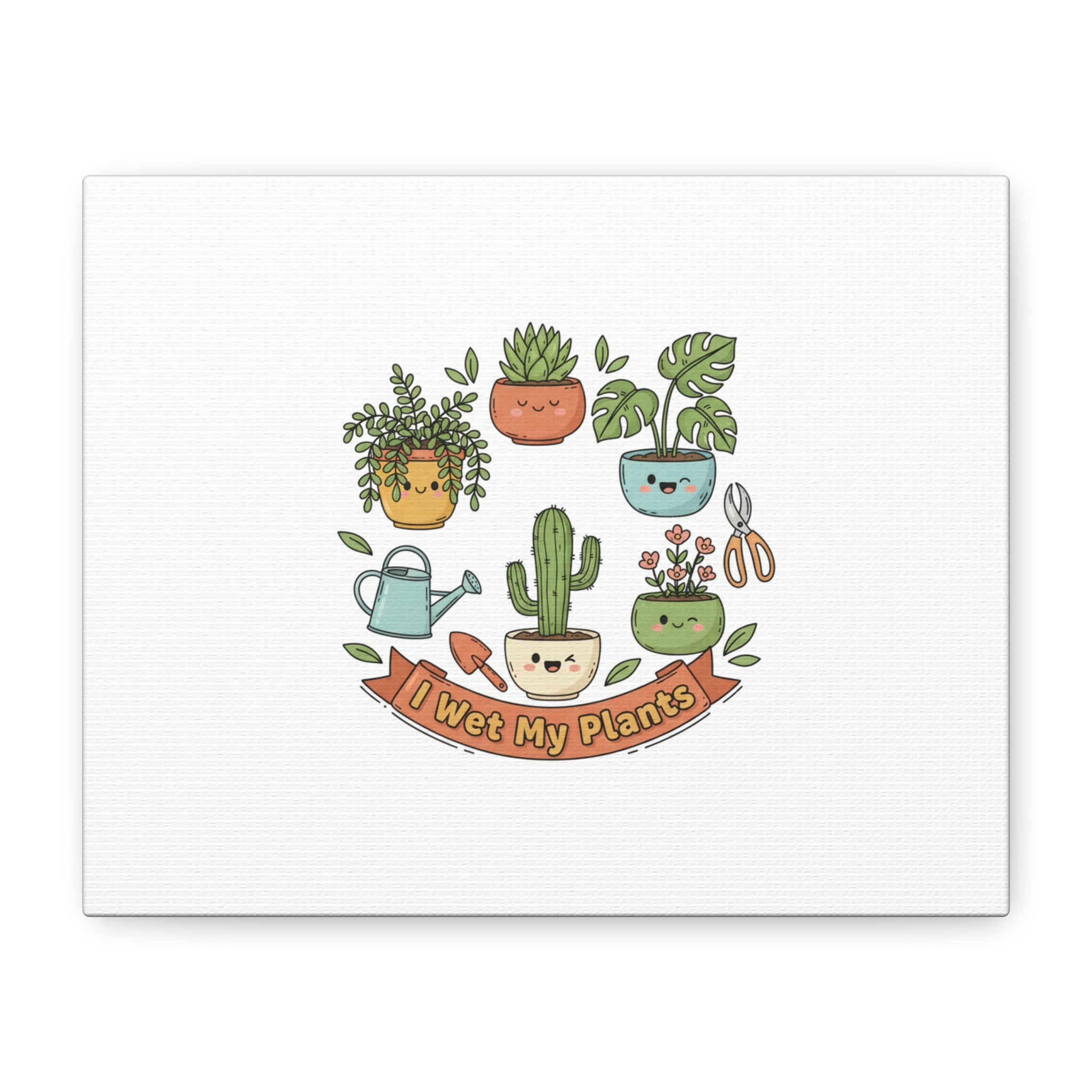 I Wet My Plants Canvas | Plant Parent Pun, Sage Cream Botanical Art