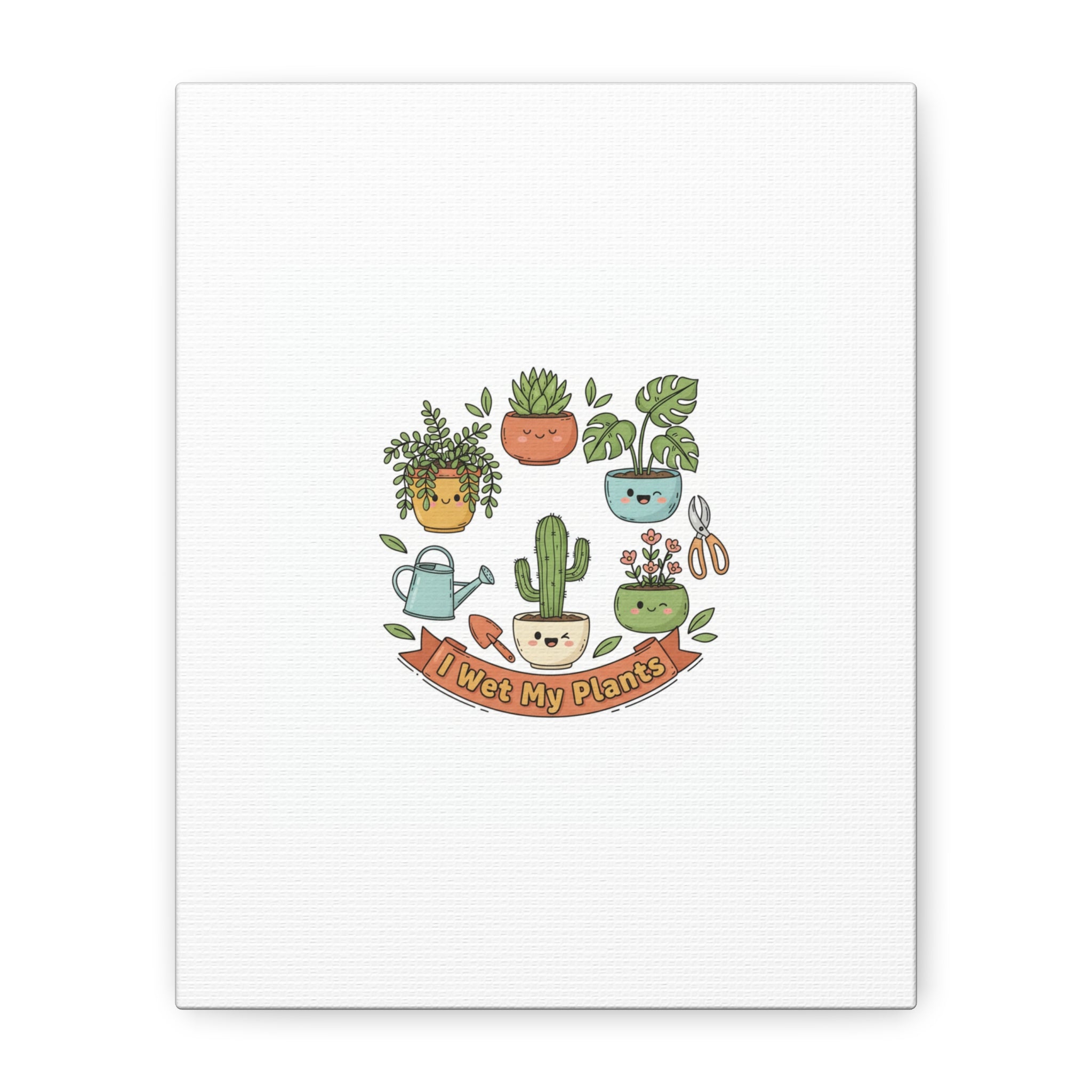 I Wet My Plants Canvas | Plant Parent Pun, Sage Cream Botanical Art