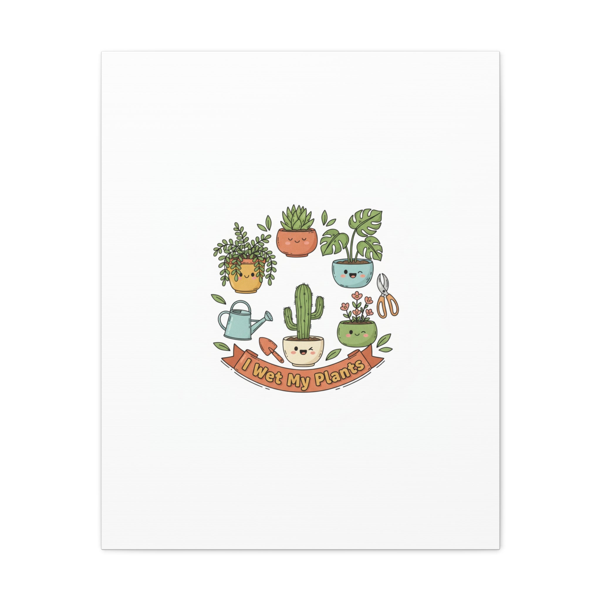 I Wet My Plants Canvas | Plant Parent Pun, Sage Cream Botanical Art