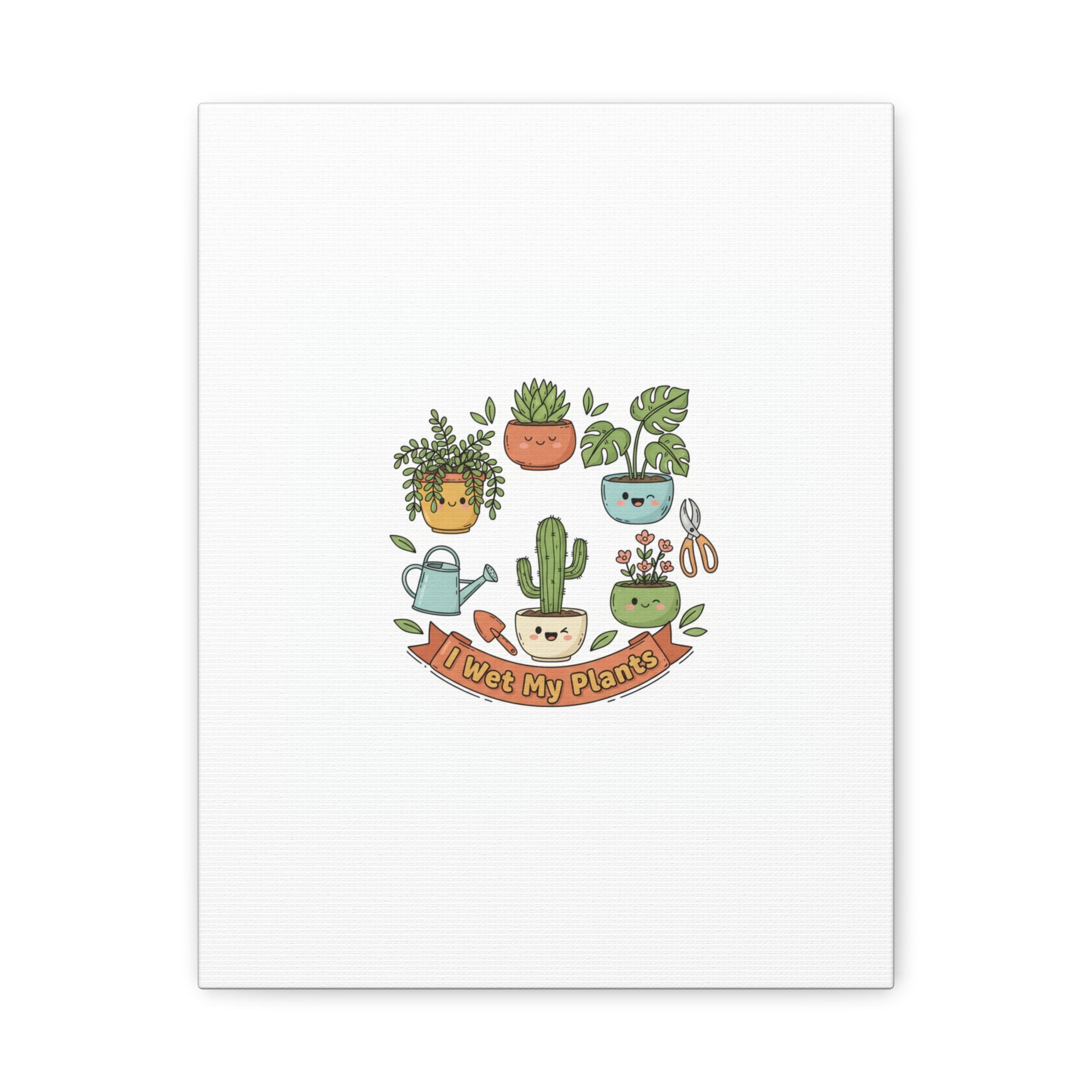 I Wet My Plants Canvas | Plant Parent Pun, Sage Cream Botanical Art