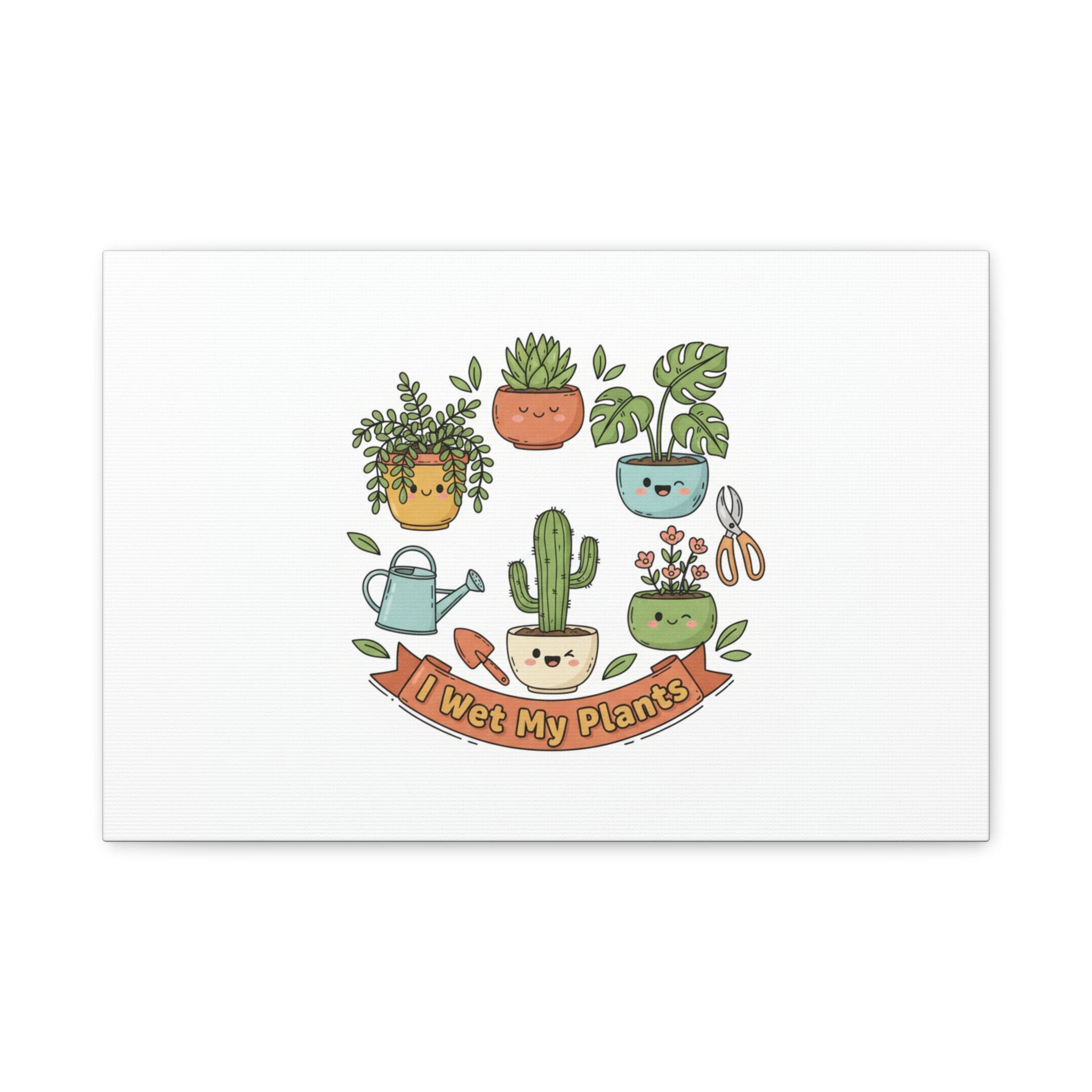 I Wet My Plants Canvas | Plant Parent Pun, Sage Cream Botanical Art