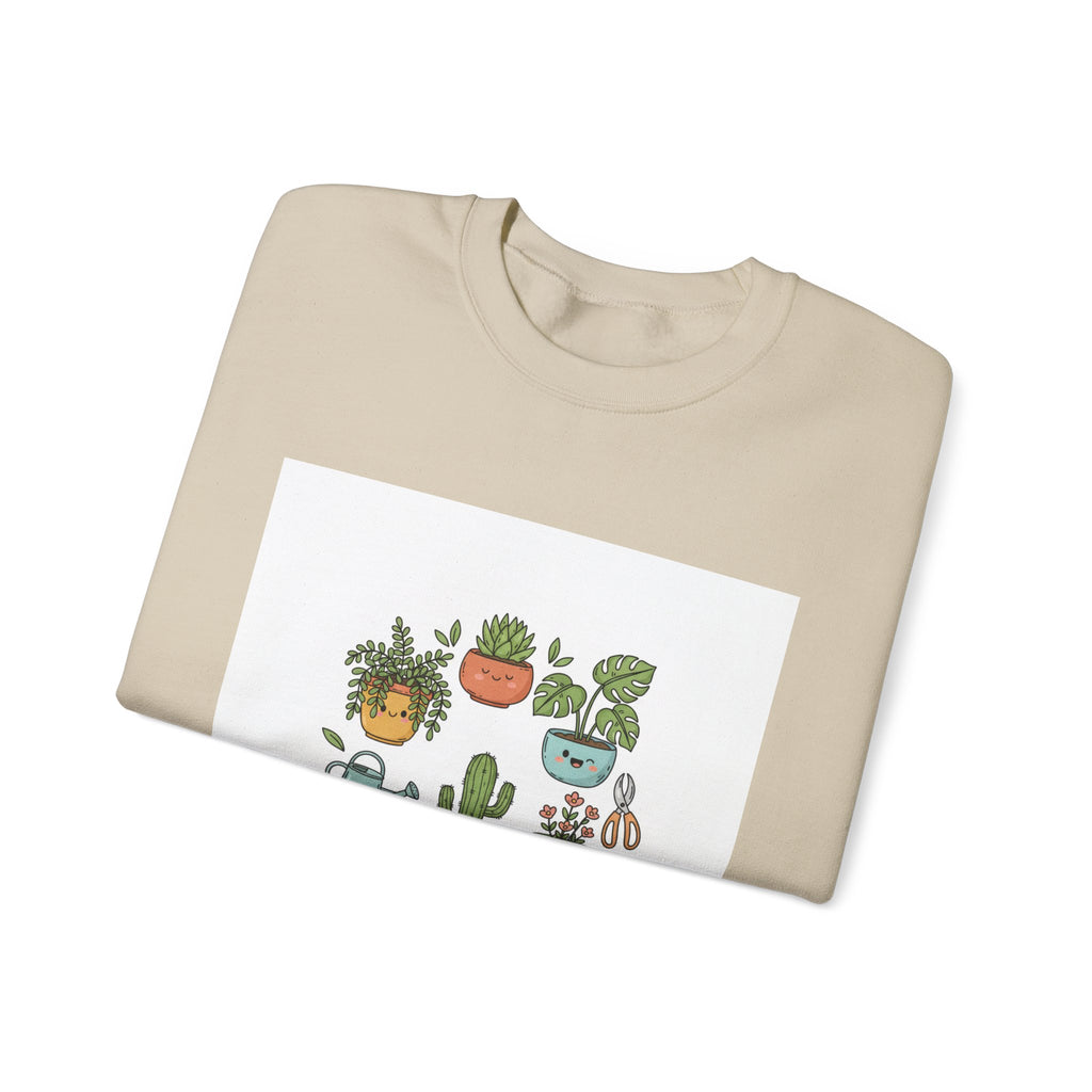 Plant Parent Pun Crewneck Sweatshirt | sage botanical doodle, succulent humor