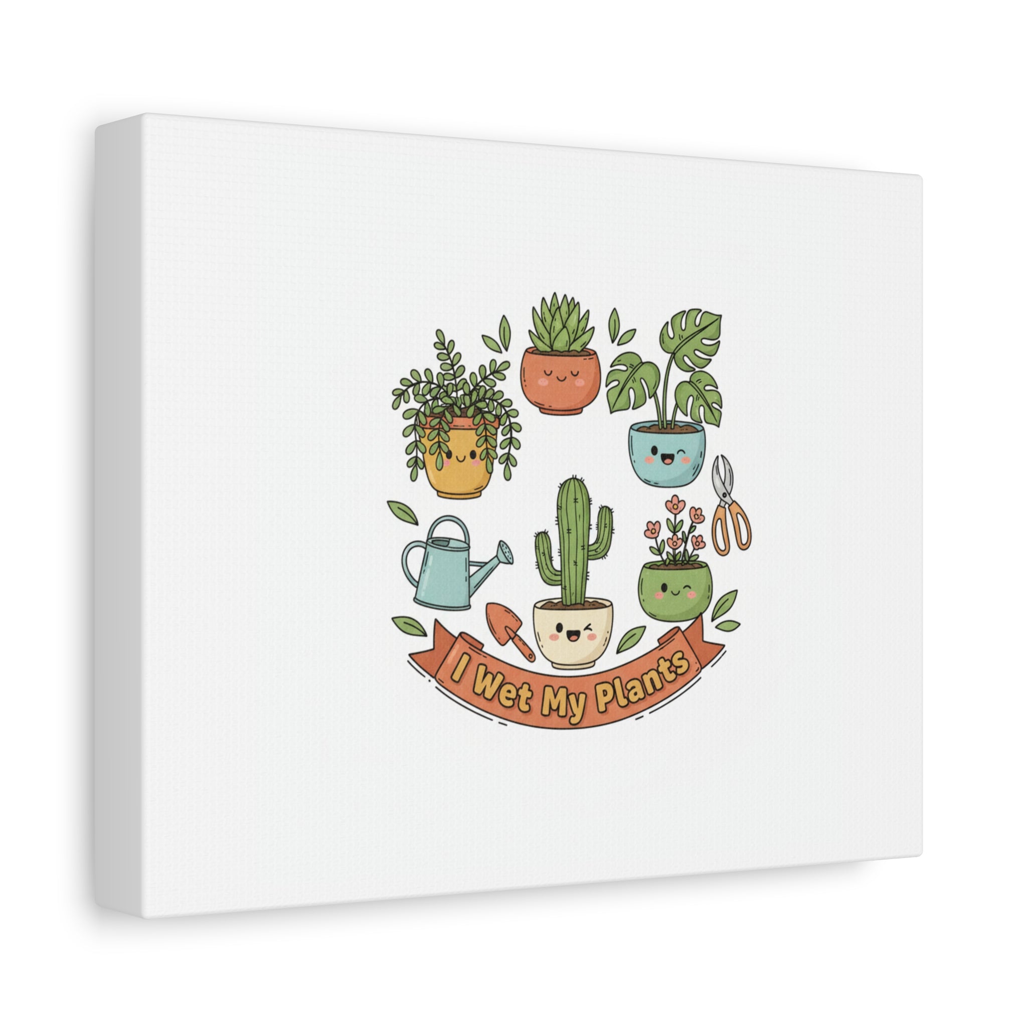 I Wet My Plants Canvas | Plant Parent Pun, Sage Cream Botanical Art