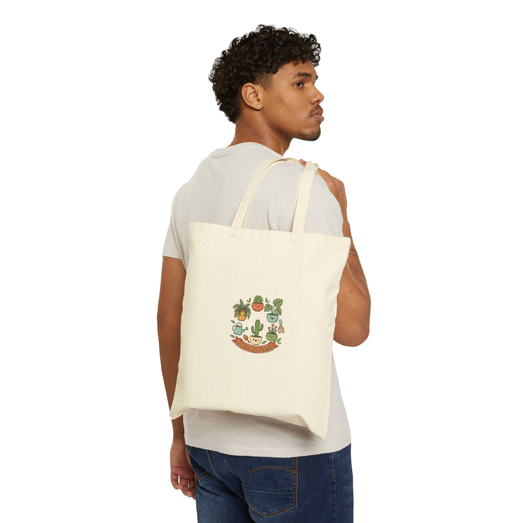 Plant Parent Pun Tote, Canvas Market Bag | Succulent Pun, Leaf Doodle