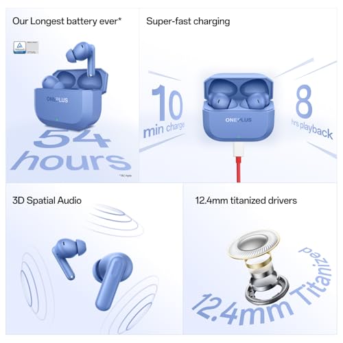 OnePlus Nord Buds 3r TWS Earbuds up to 54 Hours Playback, 2-mic Clear Calls, 3D Spatial Audio, AI Translation, 12.4mm Drivers, Dual-Device Connectivity, 47ms Low Latency - Ash Black