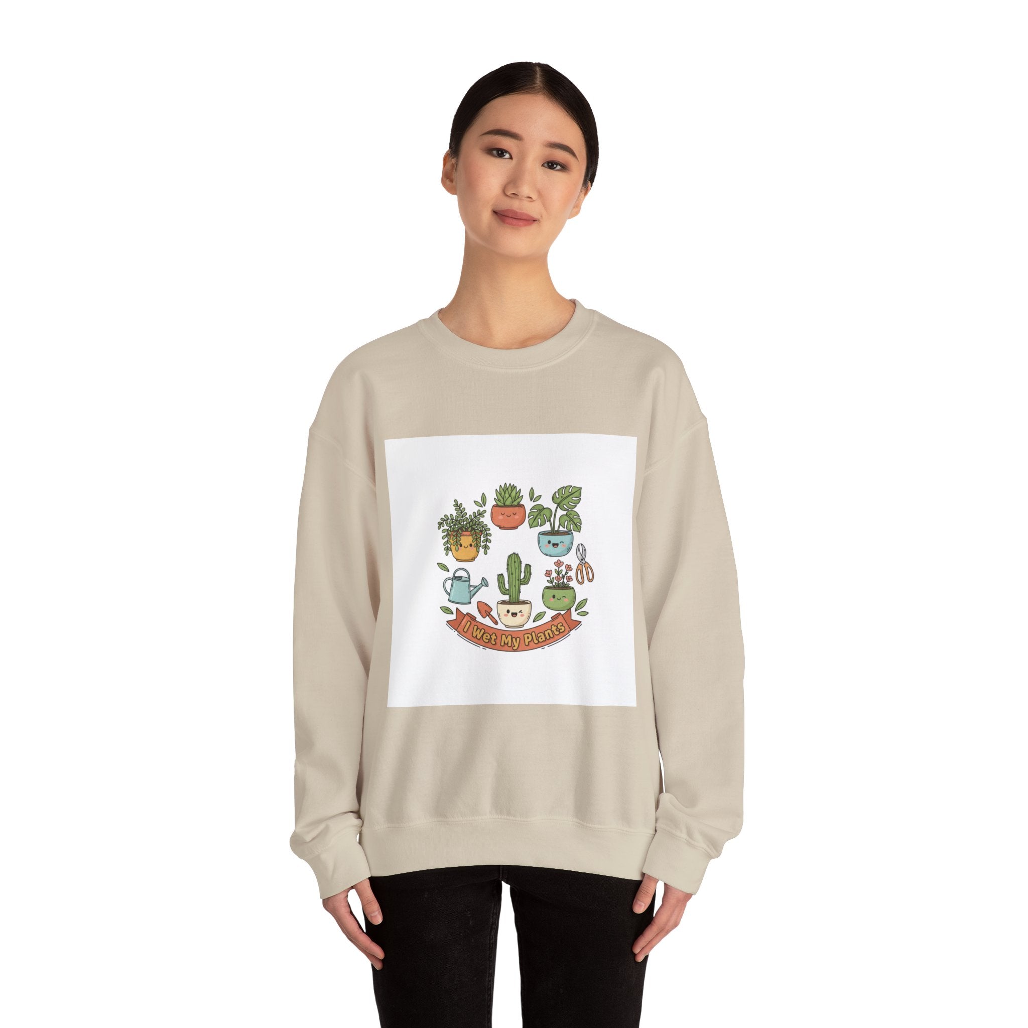 Plant Parent Pun Crewneck Sweatshirt | sage botanical doodle, succulent humor