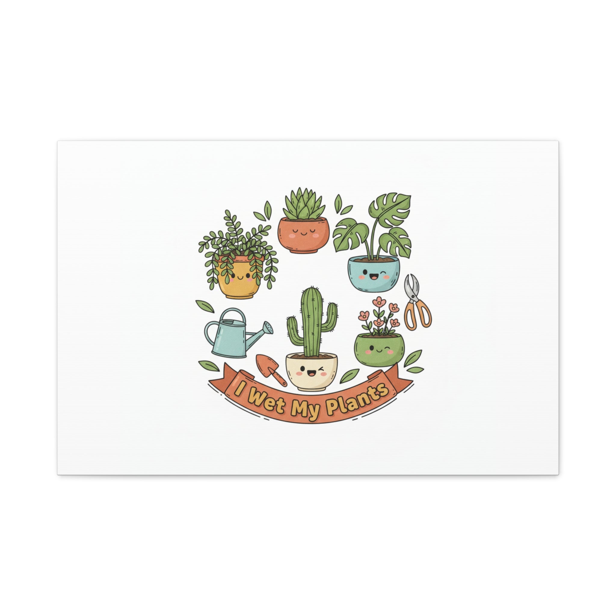 I Wet My Plants Canvas | Plant Parent Pun, Sage Cream Botanical Art