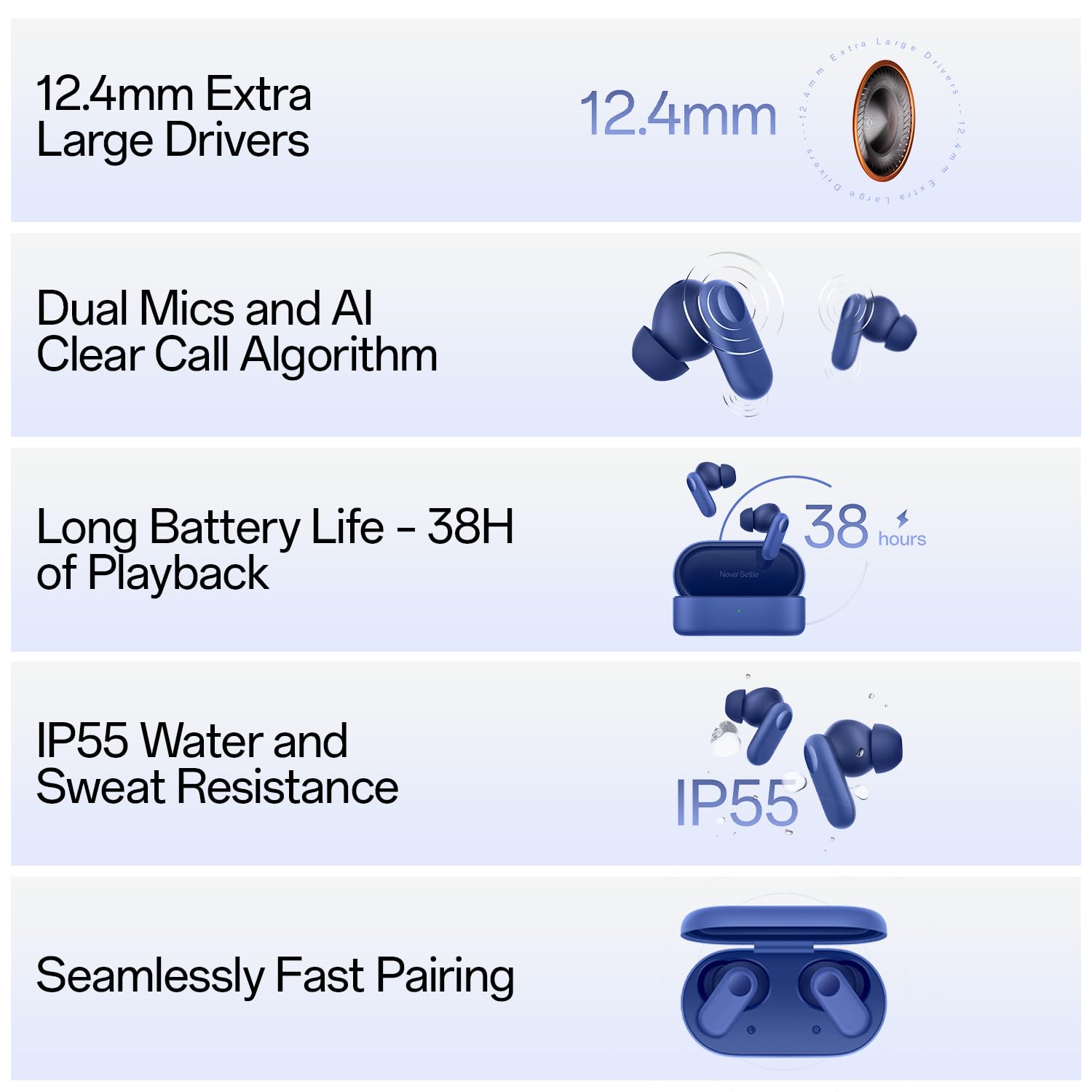 OnePlus Nord Buds 3r TWS Earbuds up to 54 Hours Playback, 2-mic Clear Calls, 3D Spatial Audio, AI Translation, 12.4mm Drivers, Dual-Device Connectivity, 47ms Low Latency - Ash Black