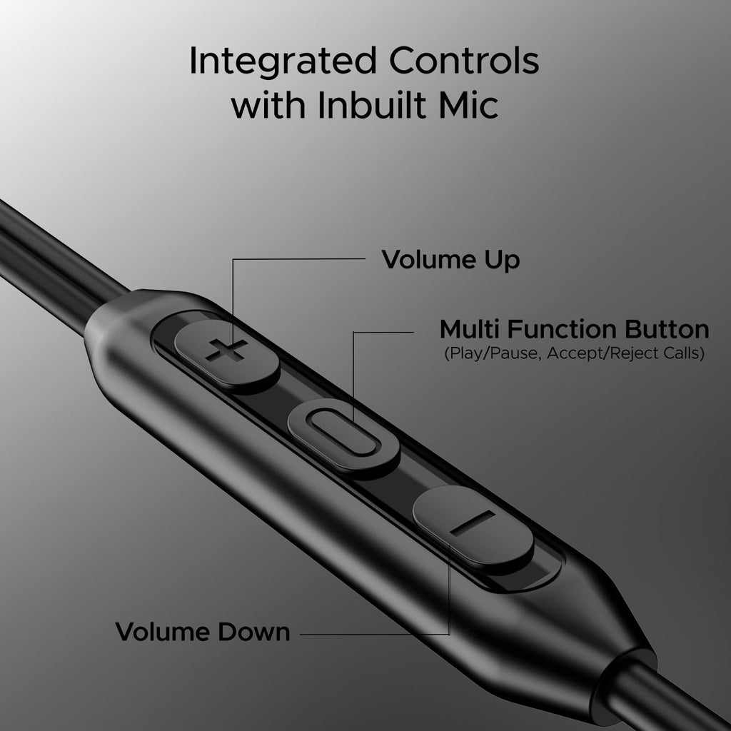 Boat BassHeads 100 in-Ear Headphones with Mic (Black)