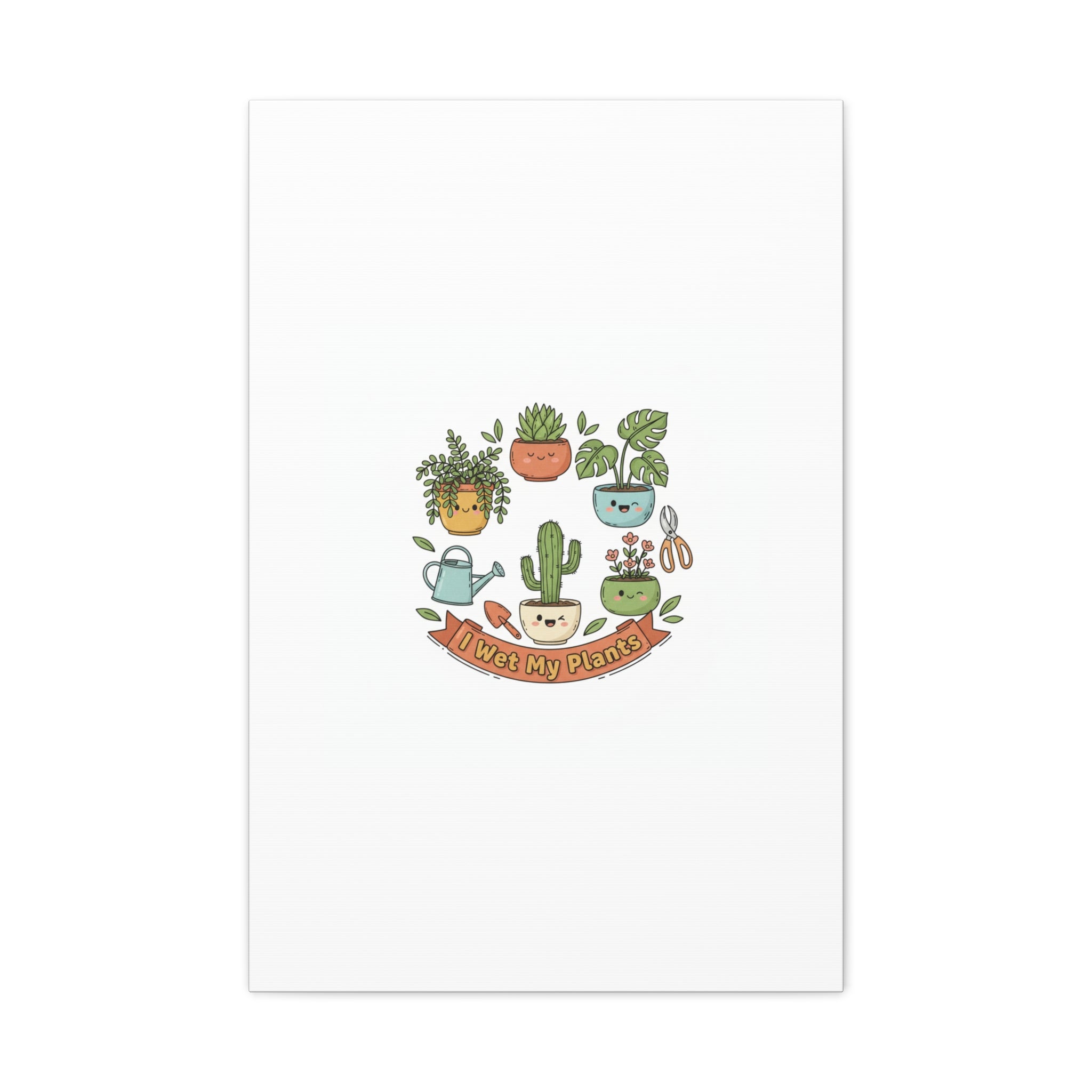 I Wet My Plants Canvas | Plant Parent Pun, Sage Cream Botanical Art