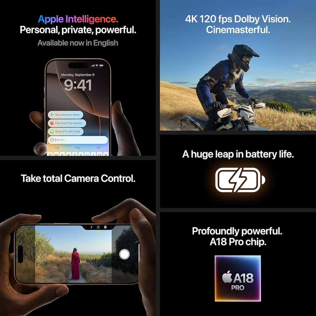 iPhone 16 Pro 256 GB: 5G Mobile Phone with Camera Control, 4K 120 fps Dolby Vision and a Huge Leap in Battery Life. Works with AirPods; White Titanium