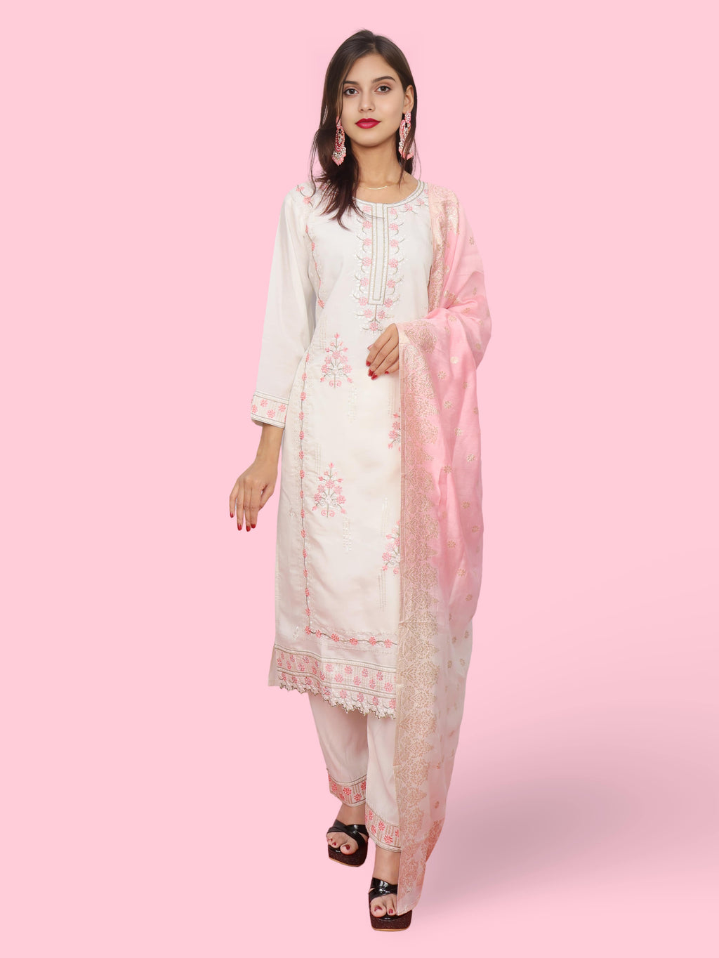 Women's Cotton Rayon Kurta-Pant, and Dupatta Set-0