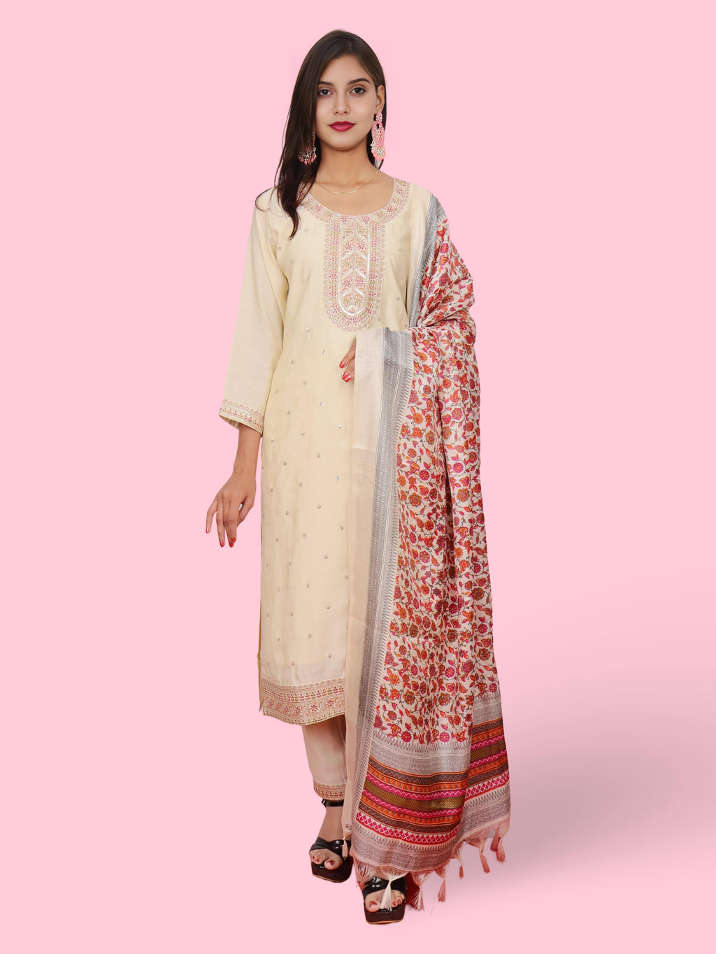 Women's Silk Kurta-Pant, and Dupatta Set-0