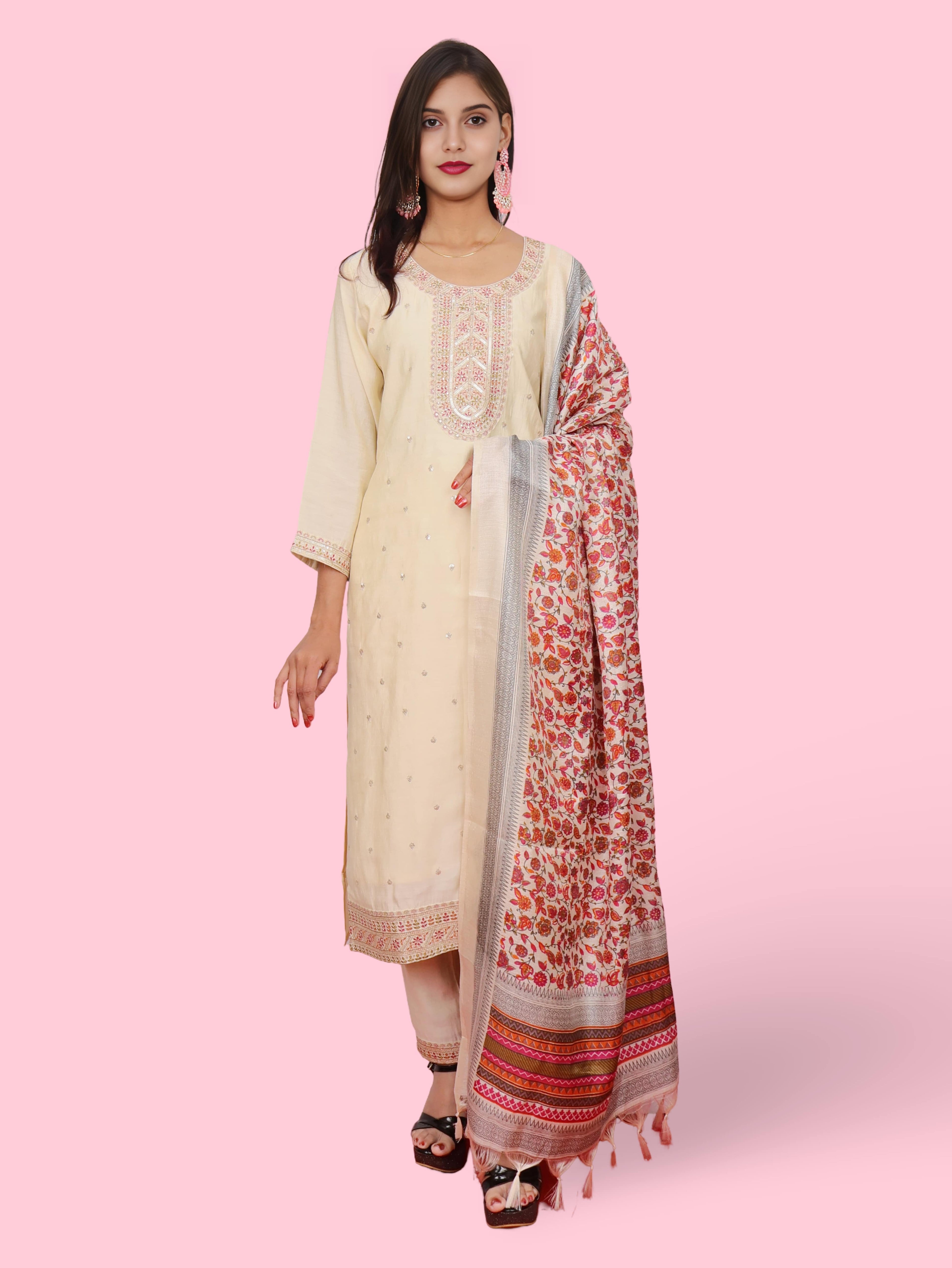 Women's Silk Kurta-Pant, and Dupatta Set-0