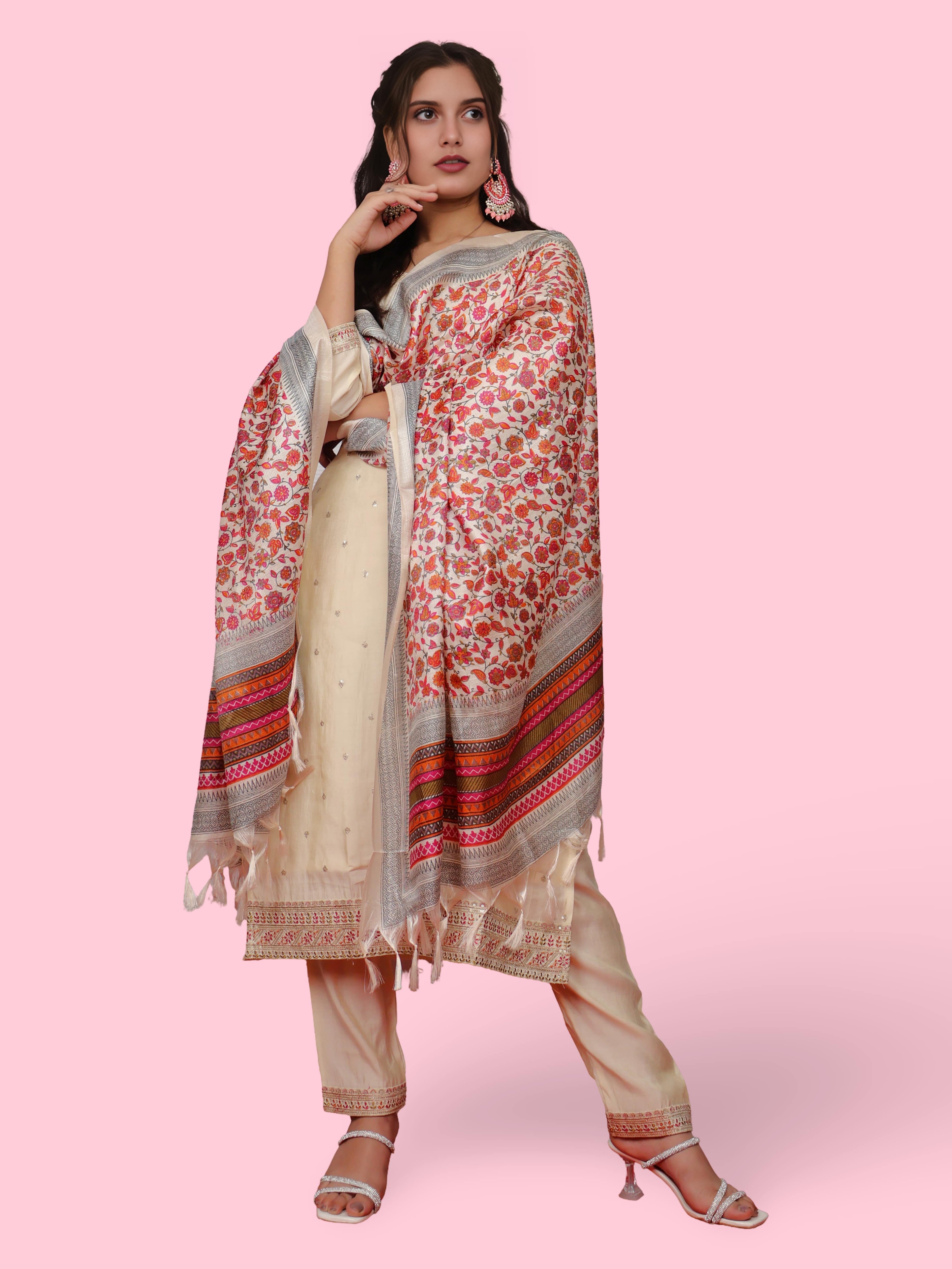 Women's Silk Kurta-Pant, and Dupatta Set-4