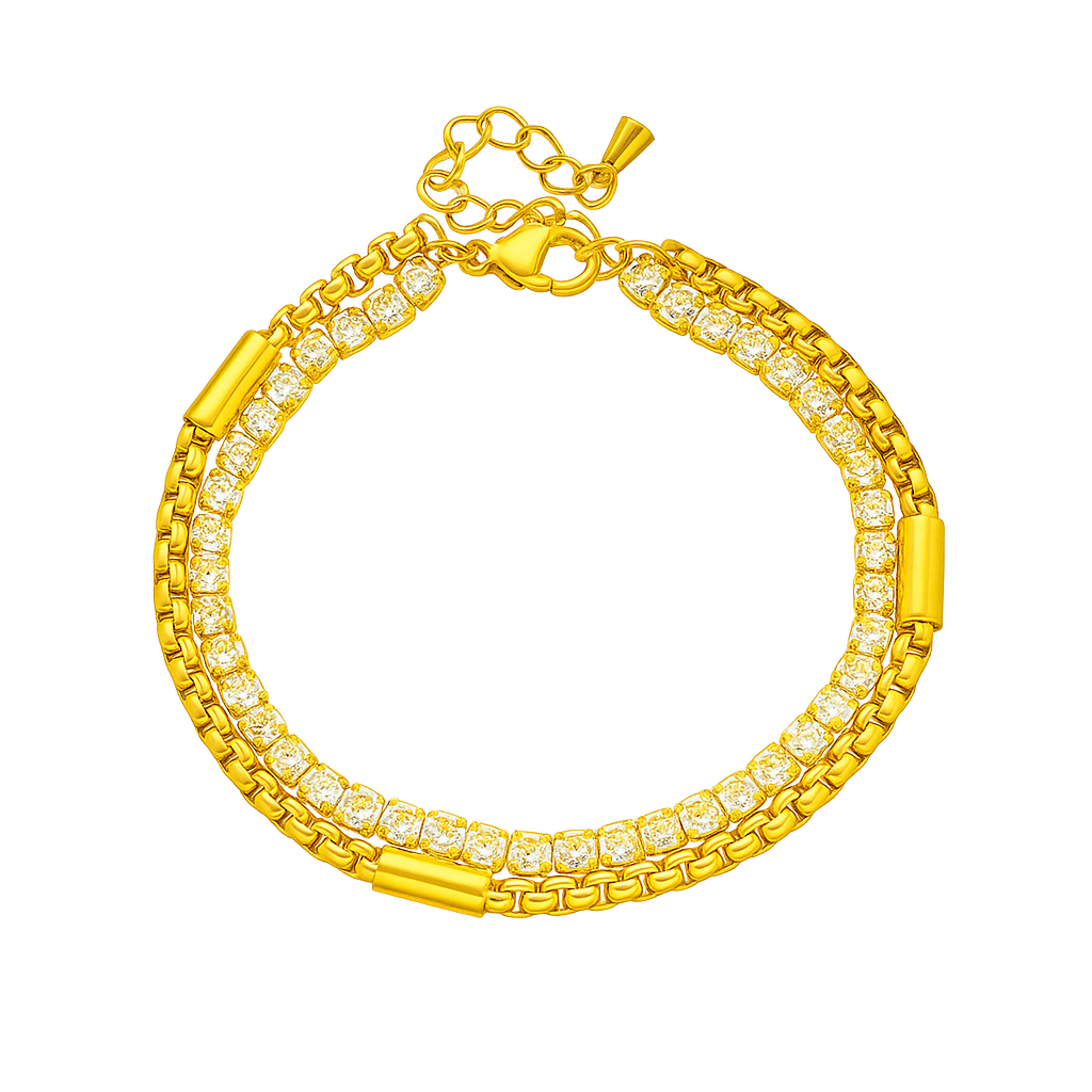Elegant Double-Layer Diamond Bracelet-0